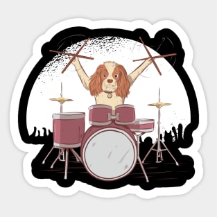 Drummer Dog - rocker puppy funny Sticker